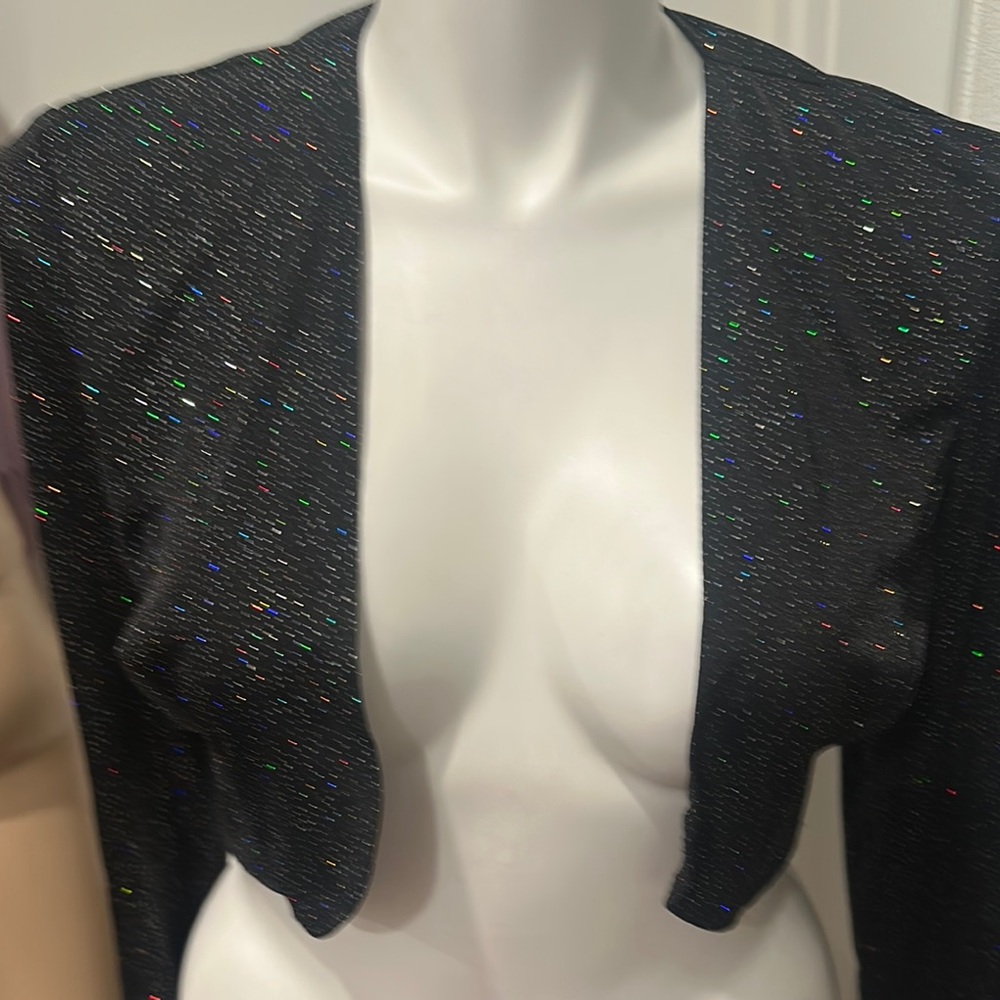NWT Onyx Nite Multicolored Sequin Long Sleeve Bolero Size 12